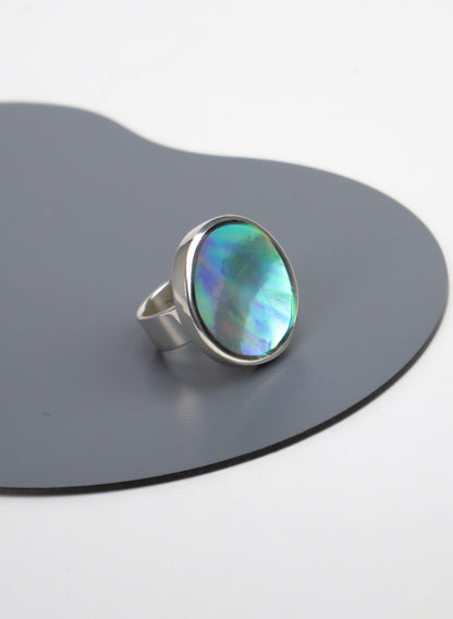 Disc Ring -  Sterling Silver &amp; Paua