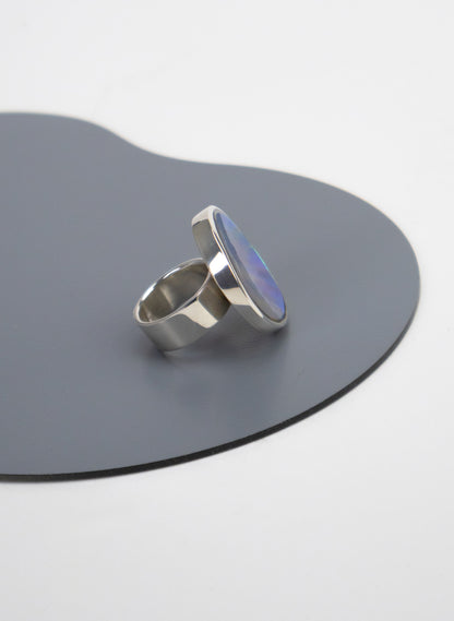 Disc Ring -  Sterling Silver &amp; Paua