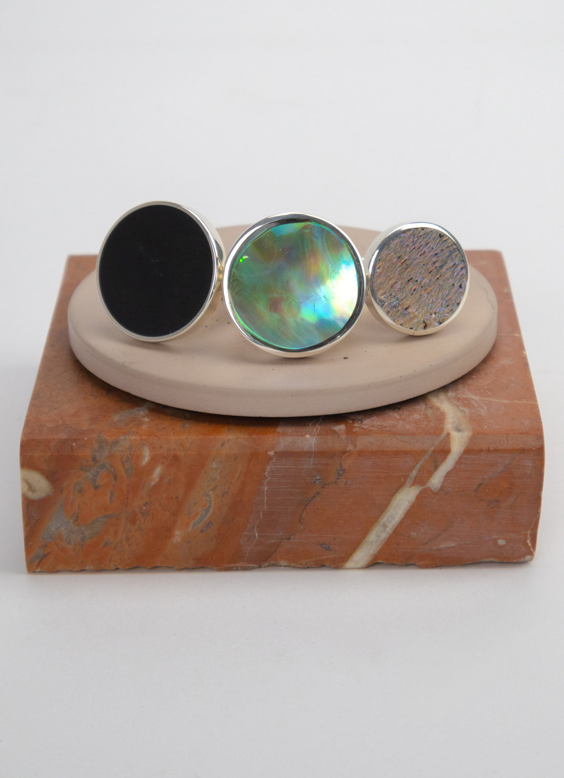Disc Ring -  Sterling Silver &amp; Paua