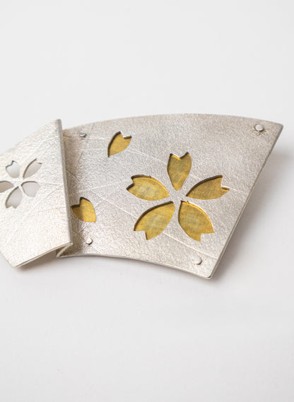 Origami Sakura (Cherry Blossom) Fan Brooch