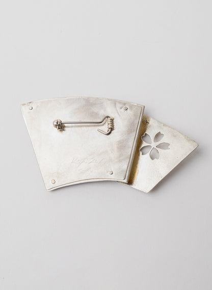 Origami Sakura (Cherry Blossom) Fan Brooch