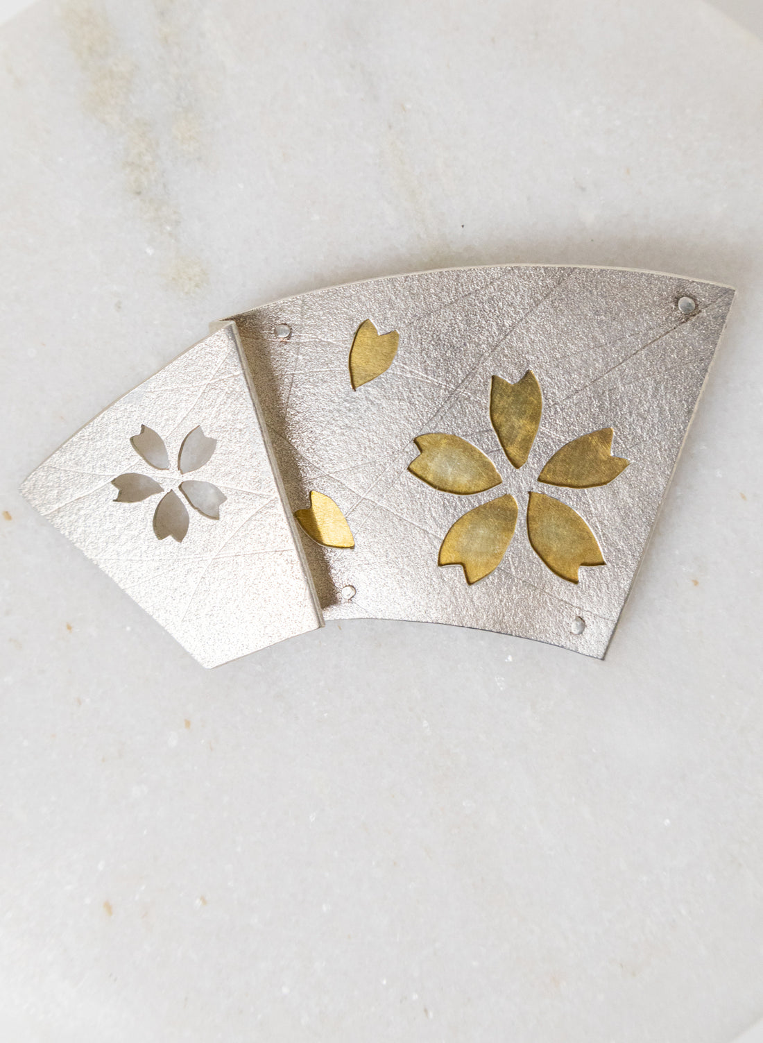 Origami Sakura (Cherry Blossom) Fan Brooch