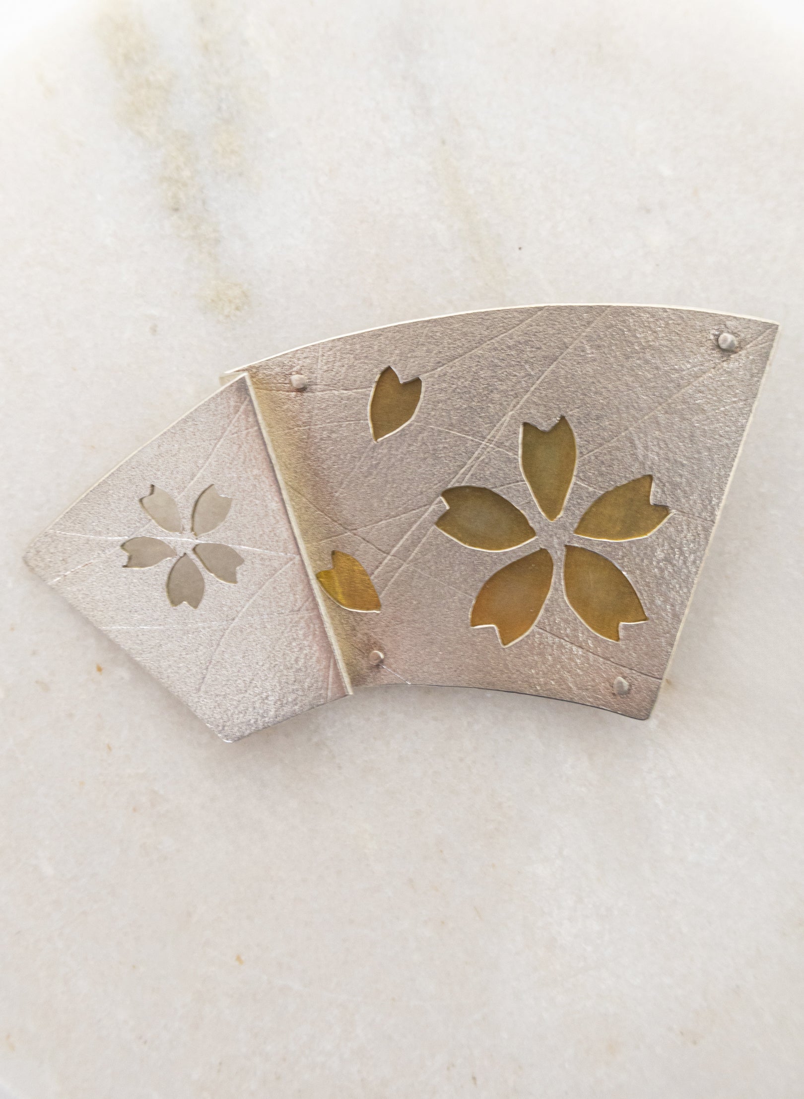 Origami Sakura (Cherry Blossom) Fan Brooch