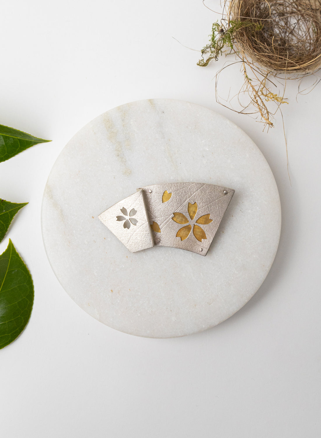 Origami Sakura (Cherry Blossom) Fan Brooch