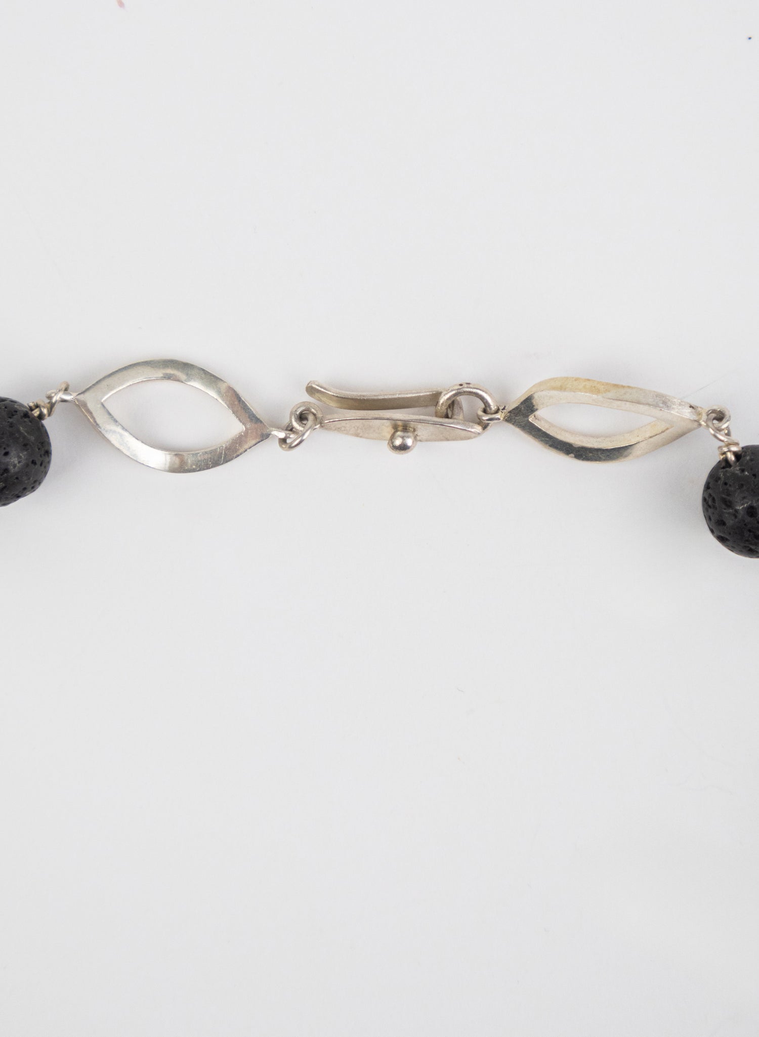 Open Leaf &amp; Lava Stone Necklace