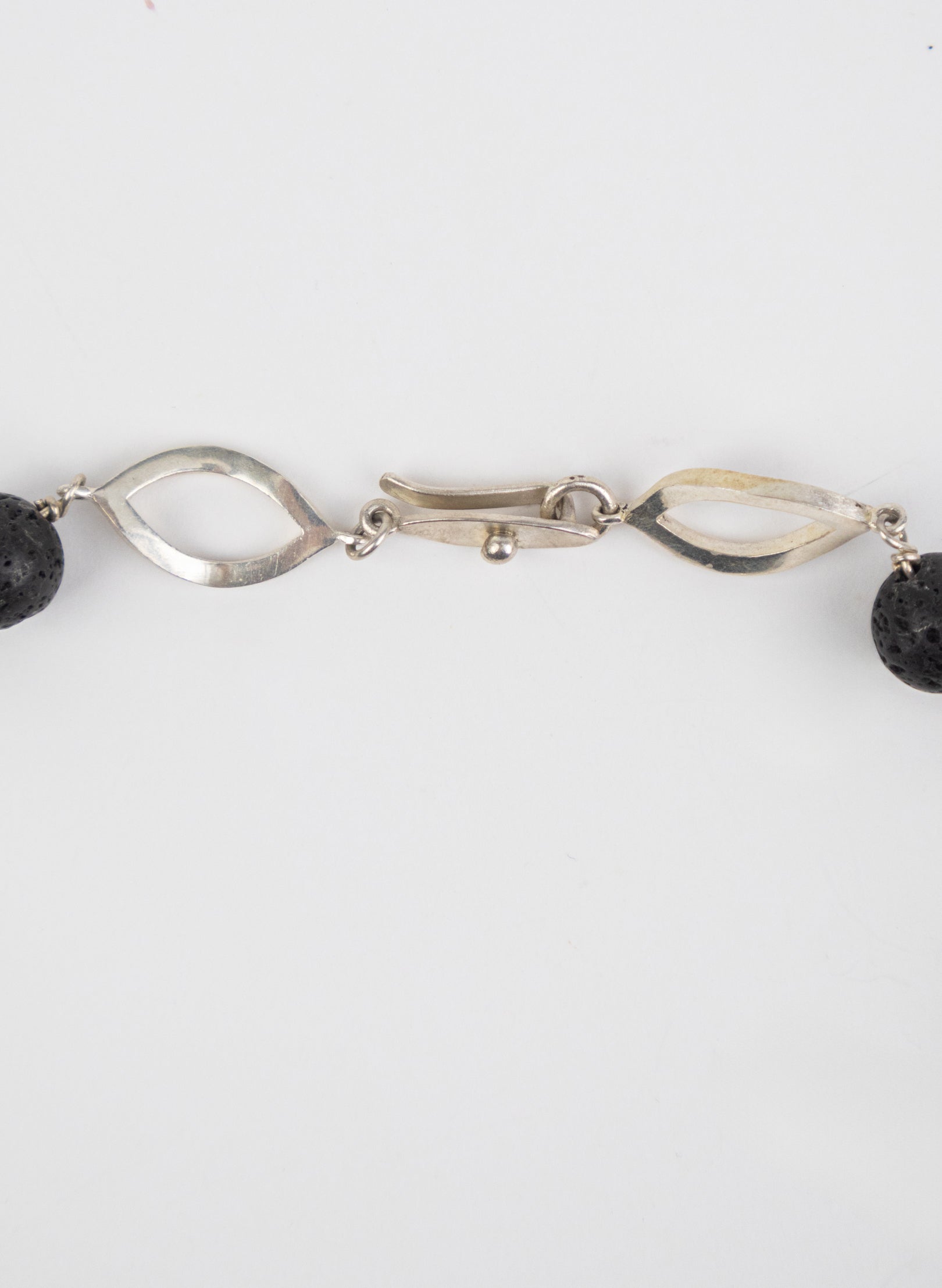Open Leaf &amp; Lava Stone Necklace