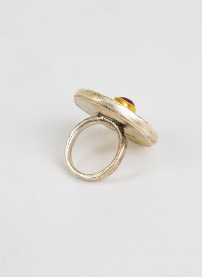 NZ Pounamu, Ruby and 24ct Gold Ring