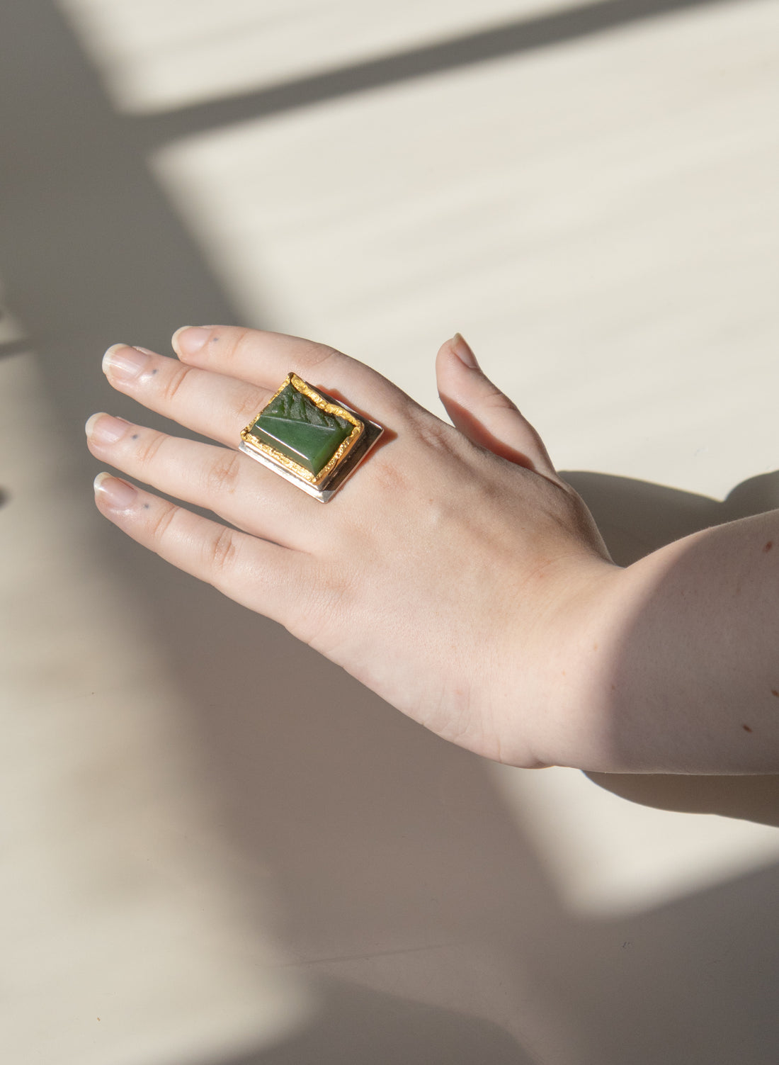 NZ Pounamu and 24ct Gold Ring
