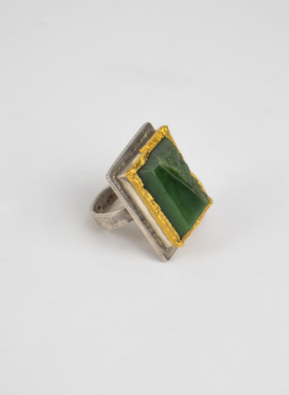 NZ Pounamu and 24ct Gold Ring