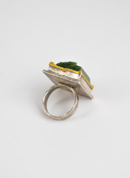 NZ Pounamu and 24ct Gold Ring