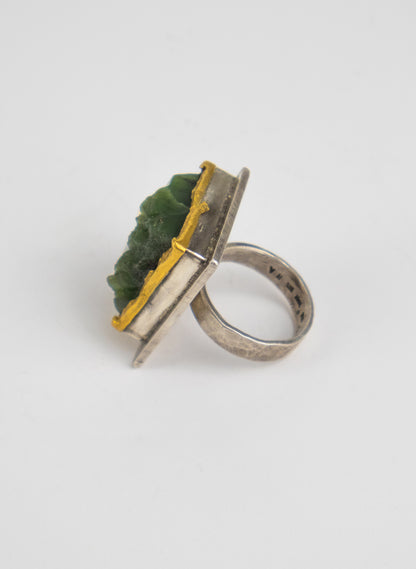 NZ Pounamu and 24ct Gold Ring