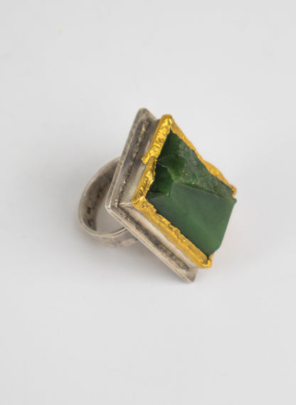 NZ Pounamu and 24ct Gold Ring