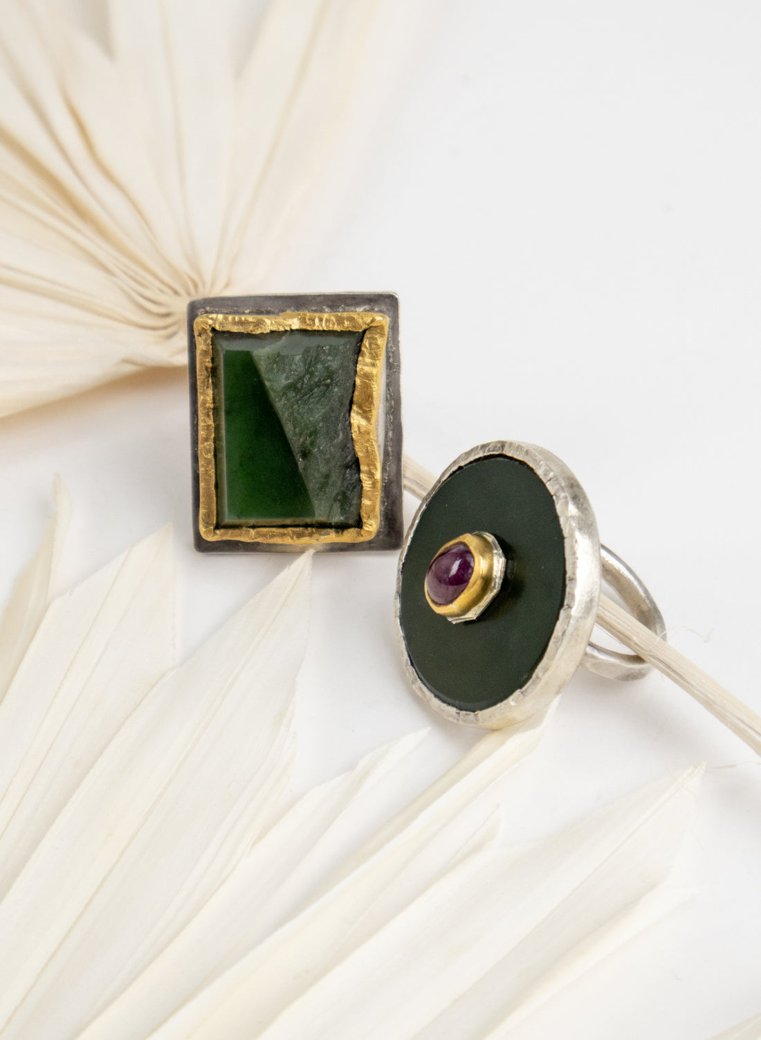NZ Pounamu and 24ct Gold Ring