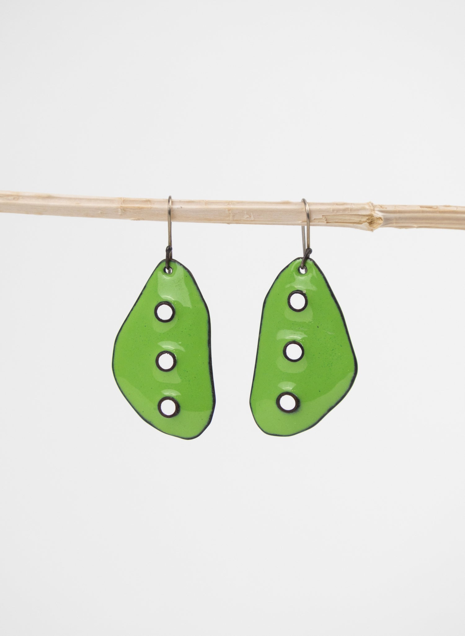 3 Hole Enamel Earrings
