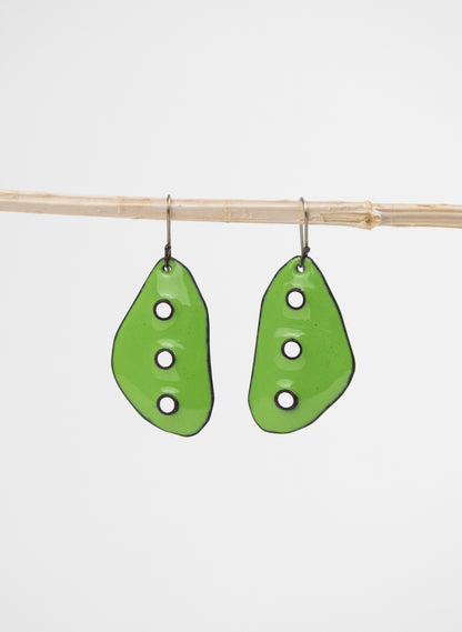 3 Hole Enamel Earrings