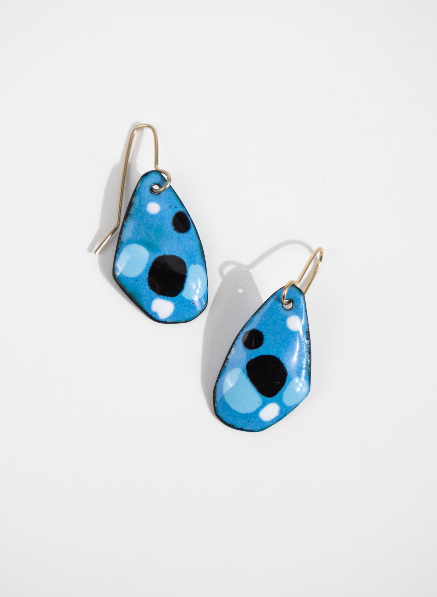 Blue Dot Enamel Earrings