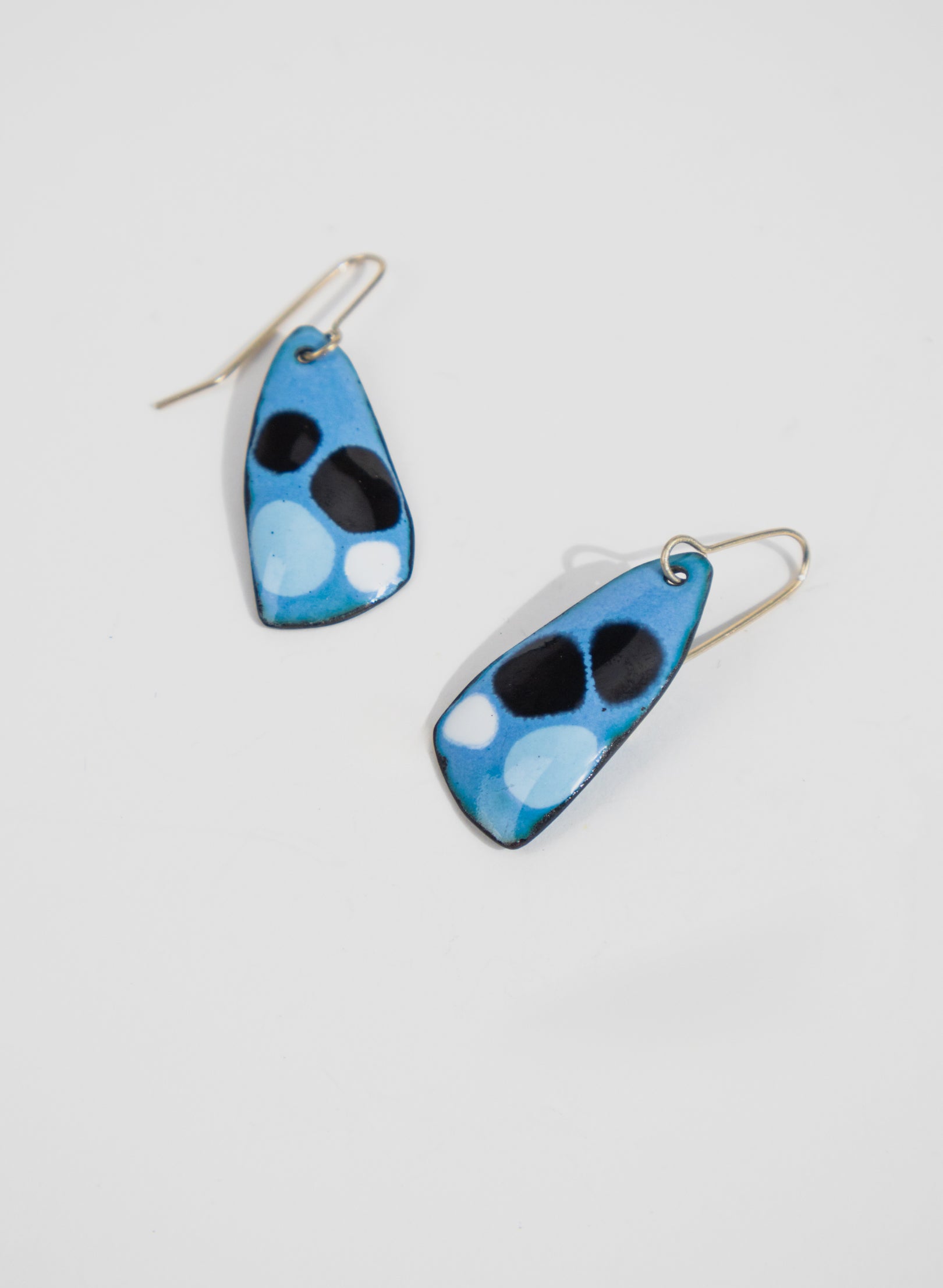 Blue Dot Enamel Earrings