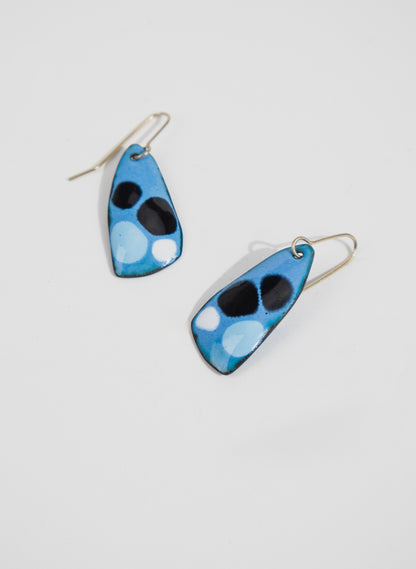 Blue Dot Enamel Earrings