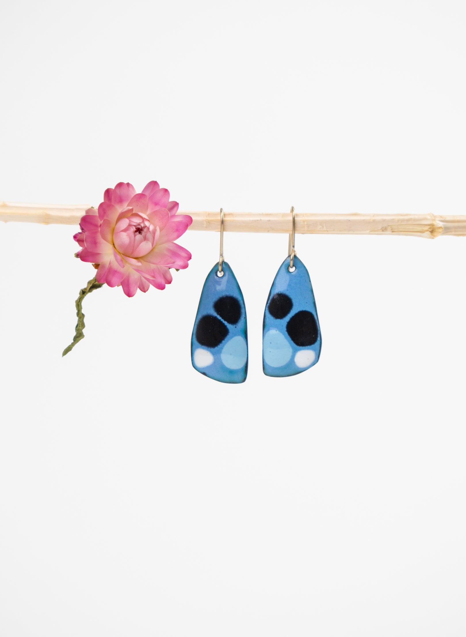 Blue Dot Enamel Earrings