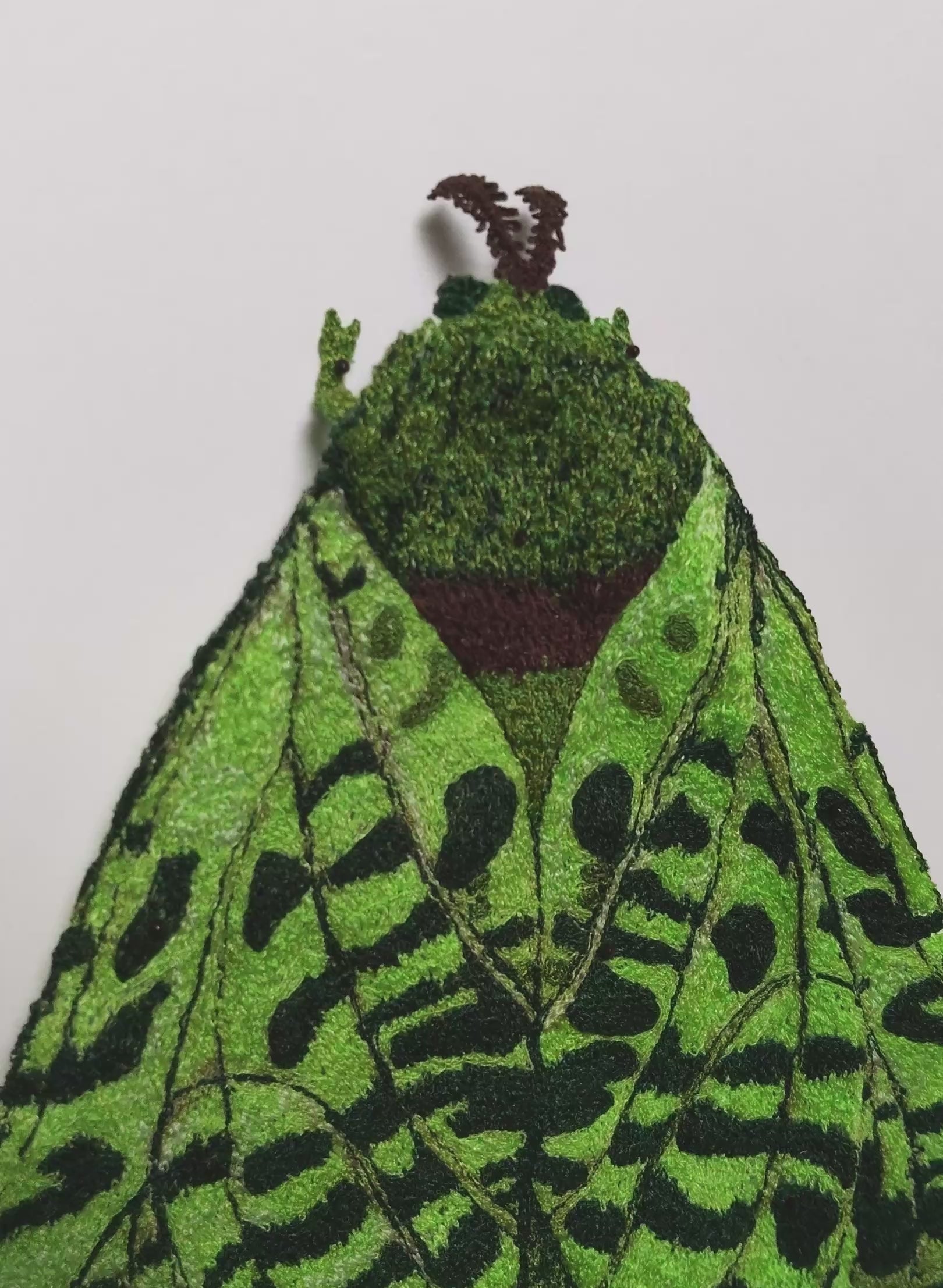 Pūriri Moth Sculptural Embroidery
