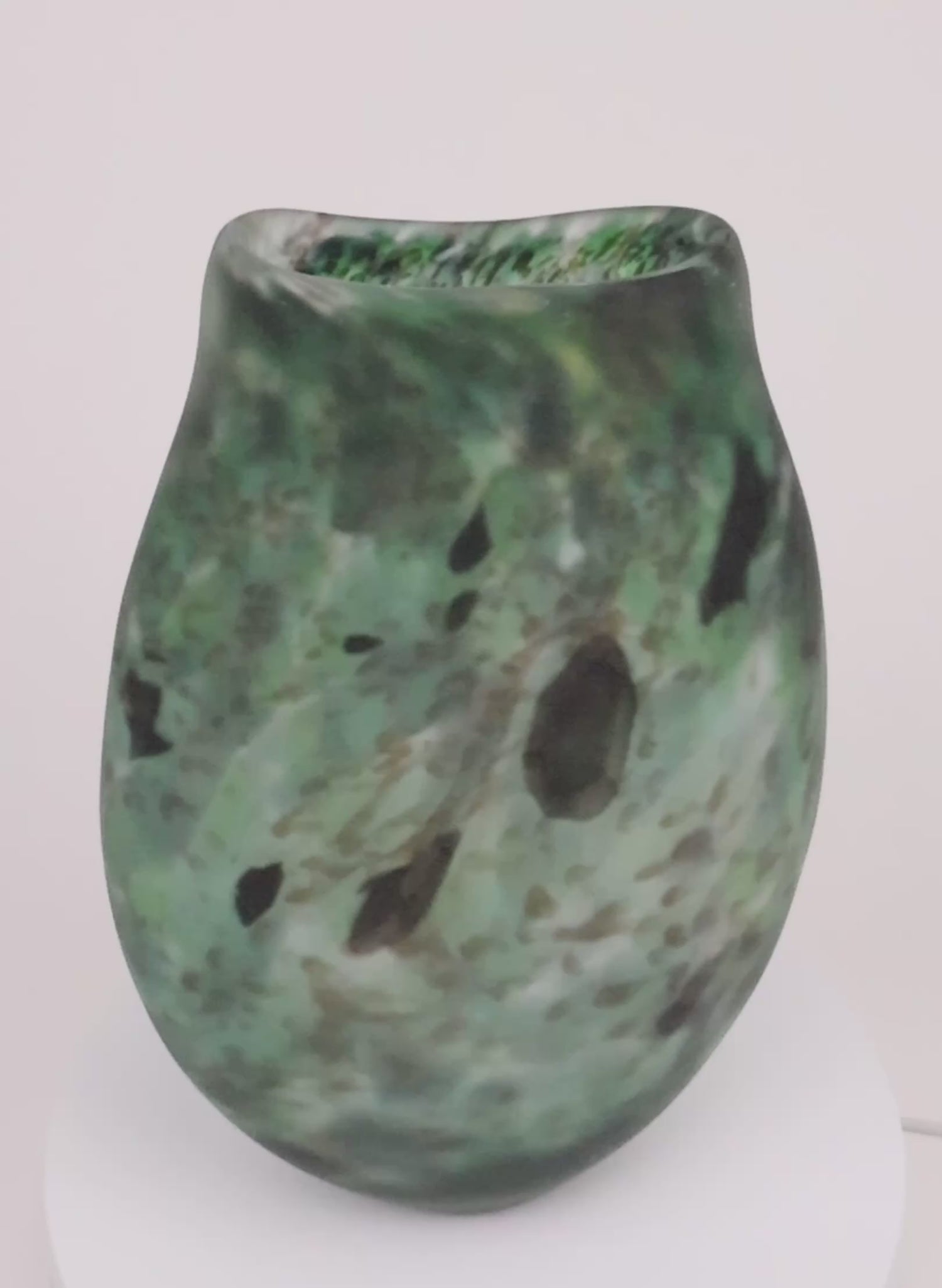 Acid Etched Tall Greenstone Vase