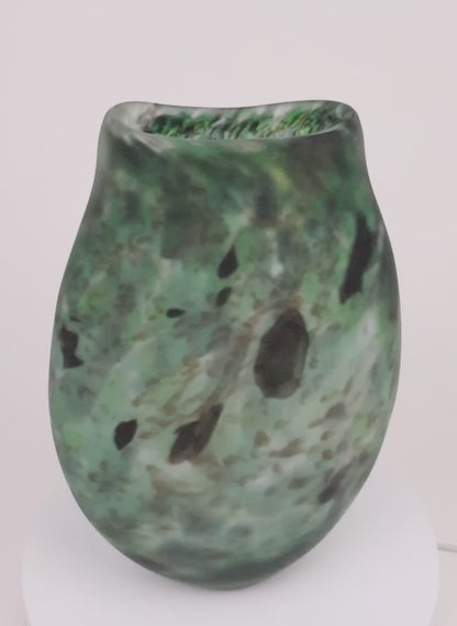 Acid Etched Tall Greenstone Vase