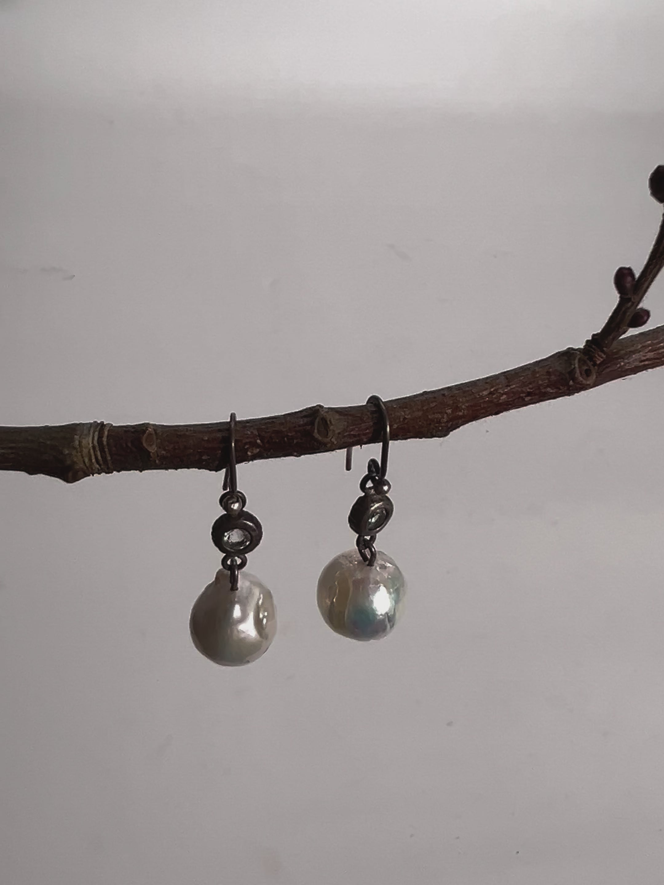 Baroque Pearl And Topaz Earrings