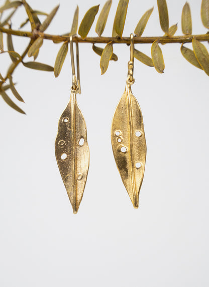 Pohutukawa Leaf Gold Vermeil Earrings