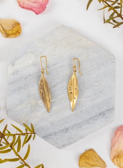 Pohutukawa Leaf Gold Vermeil Earrings