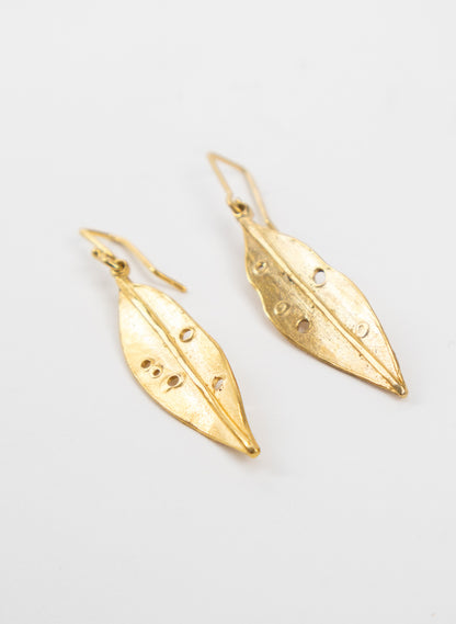 Pohutukawa Leaf Gold Vermeil Earrings