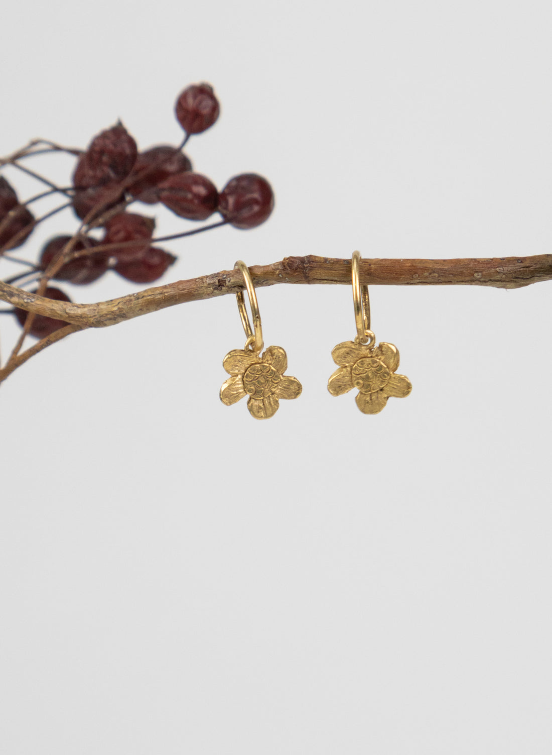Hoop Earrings with Alpine Daisy Charm