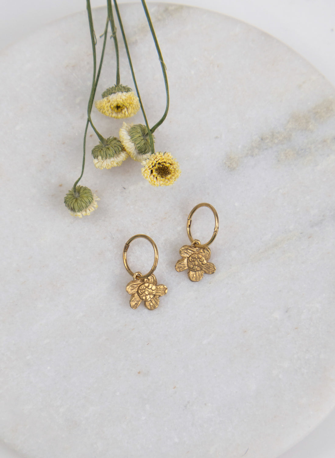 Hoop Earrings with Alpine Daisy Charm