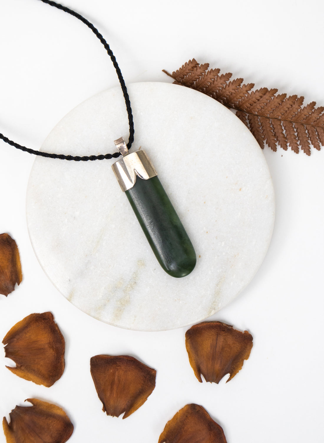 Capped Silver Pounamu Drop Pendant