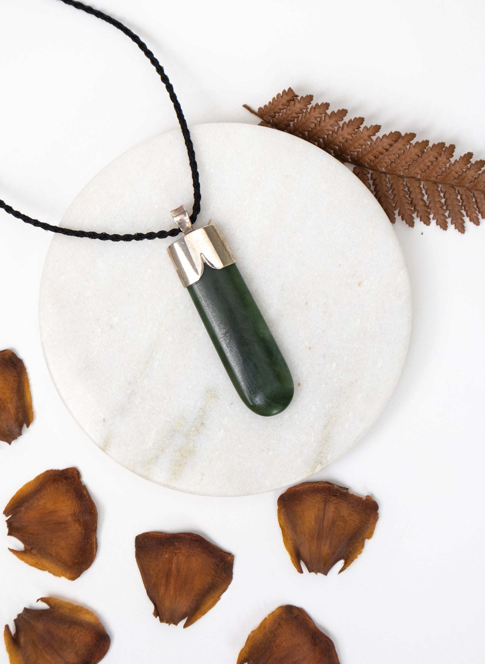 Capped Silver Pounamu Drop Pendant