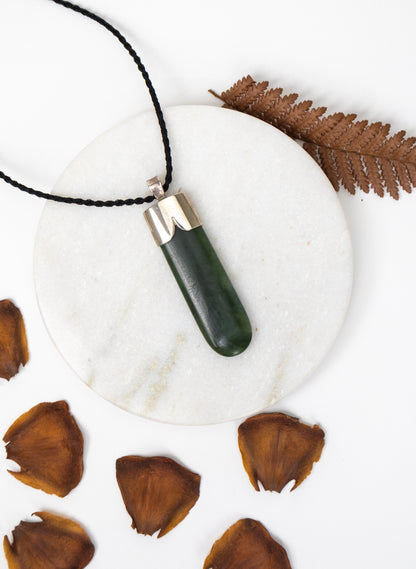 Capped Silver Pounamu Drop Pendant