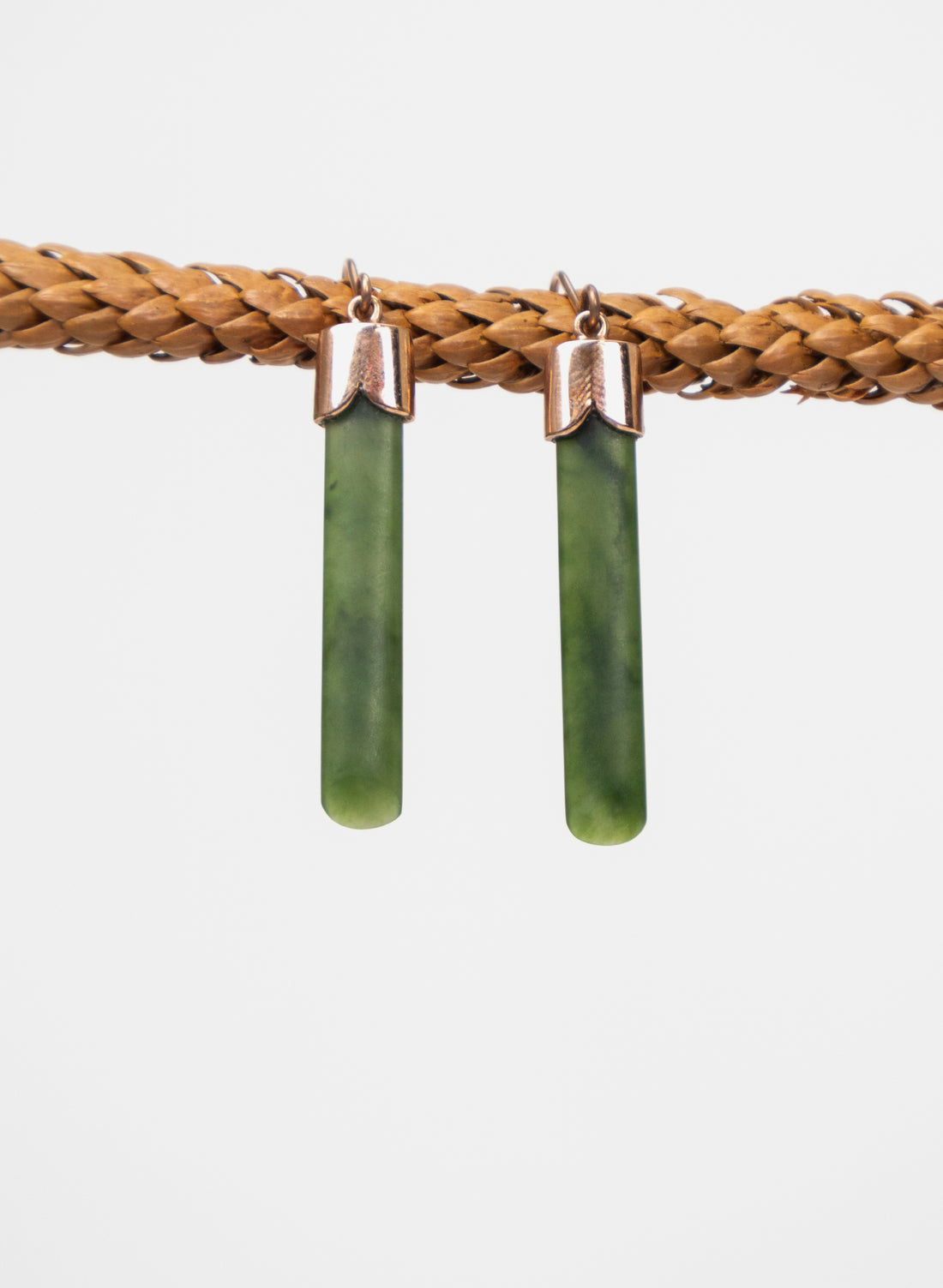 Gold Capped Pounamu Drop Earrings