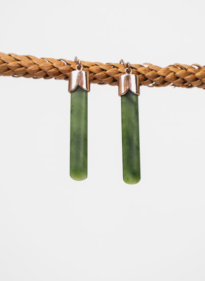 Gold Capped Pounamu Drop Earrings