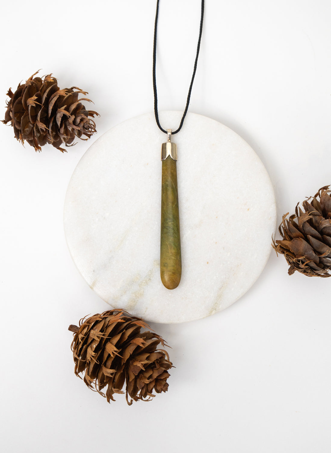 Capped Silver Pounamu Drop Pendant