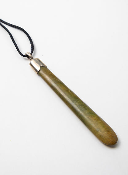 Capped Silver Pounamu Drop Pendant