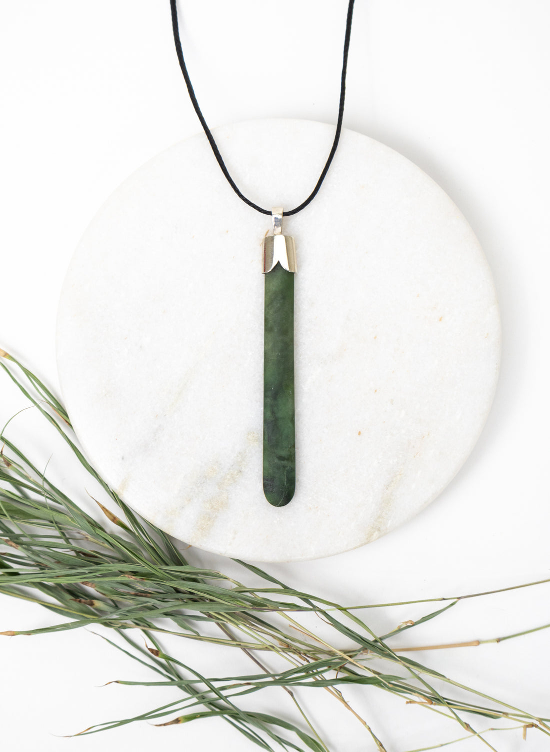 Capped Silver Pounamu Drop Pendant