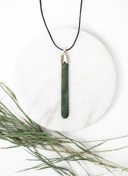Capped Silver Pounamu Drop Pendant