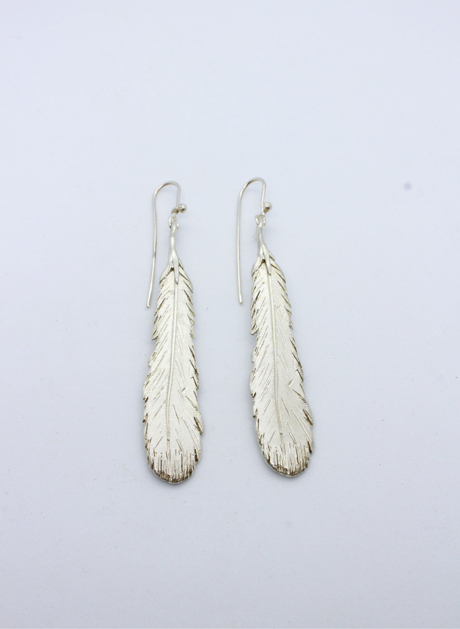 Huia Feather Earrings - Silver