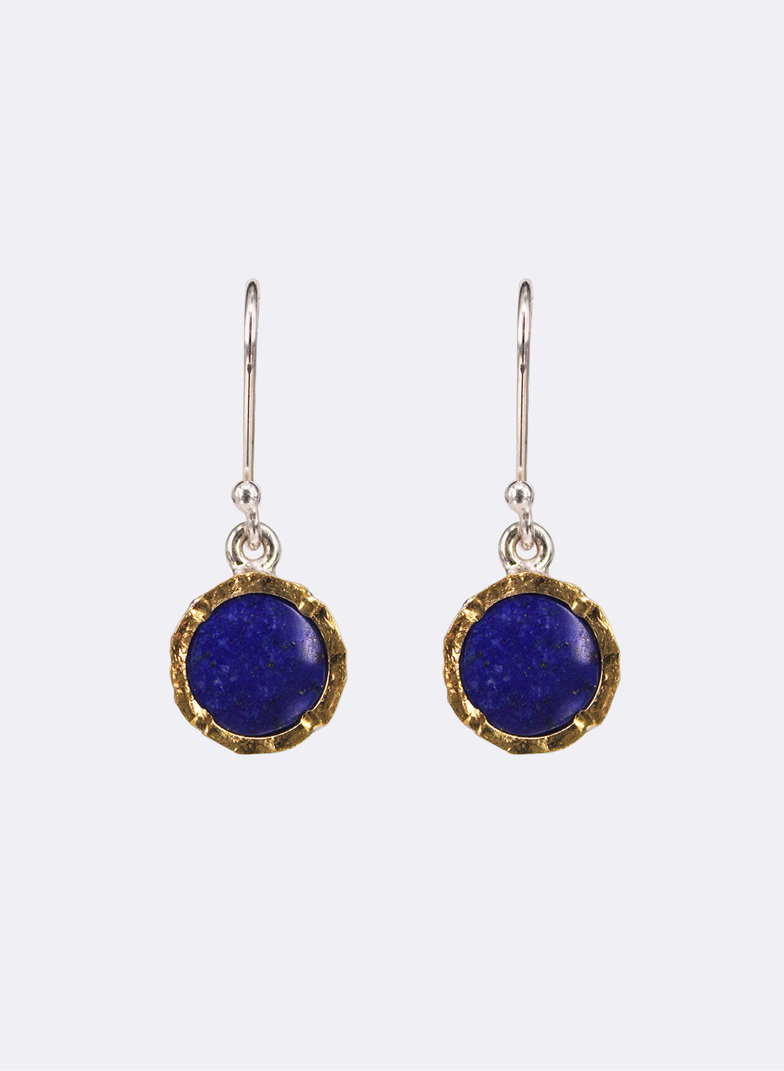 Round Lapis Earrings - Gold