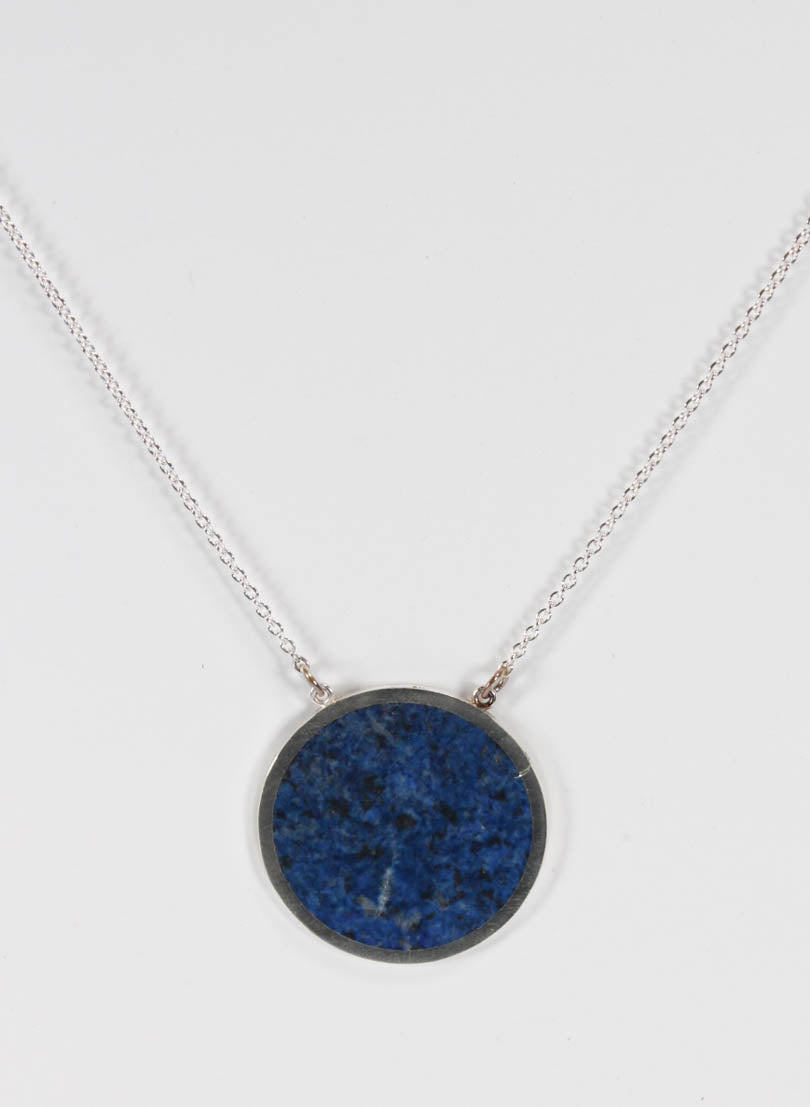 Disc Pendant - Sterling &amp; Lapis