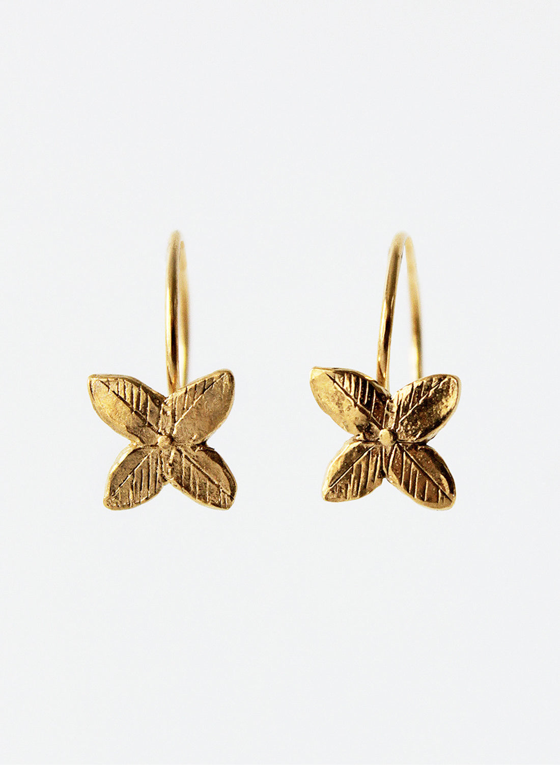 Gold Tumbling Flower Hoop Earrings