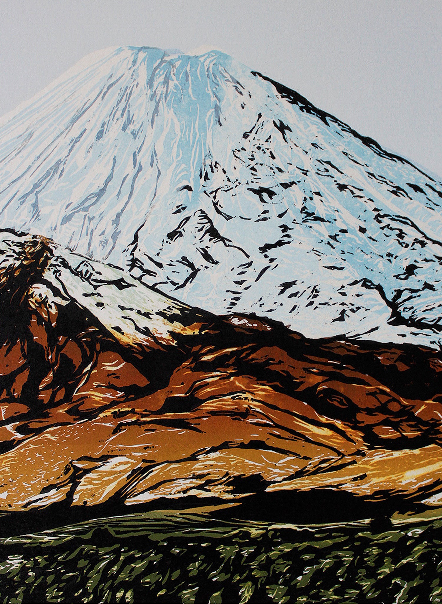Mount Ngauruhoe - Woodblock Print