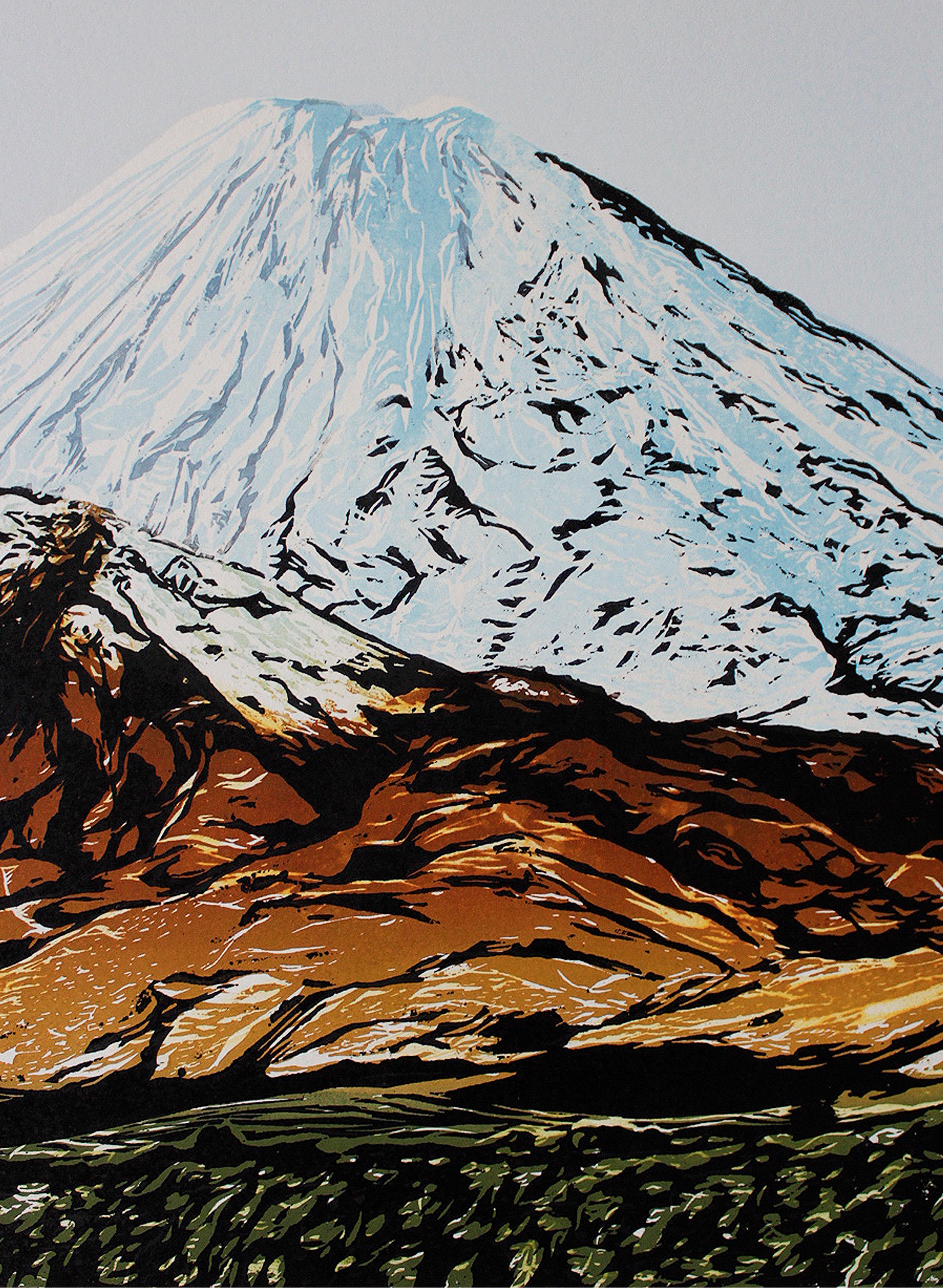 Mount Ngauruhoe - Woodblock Print