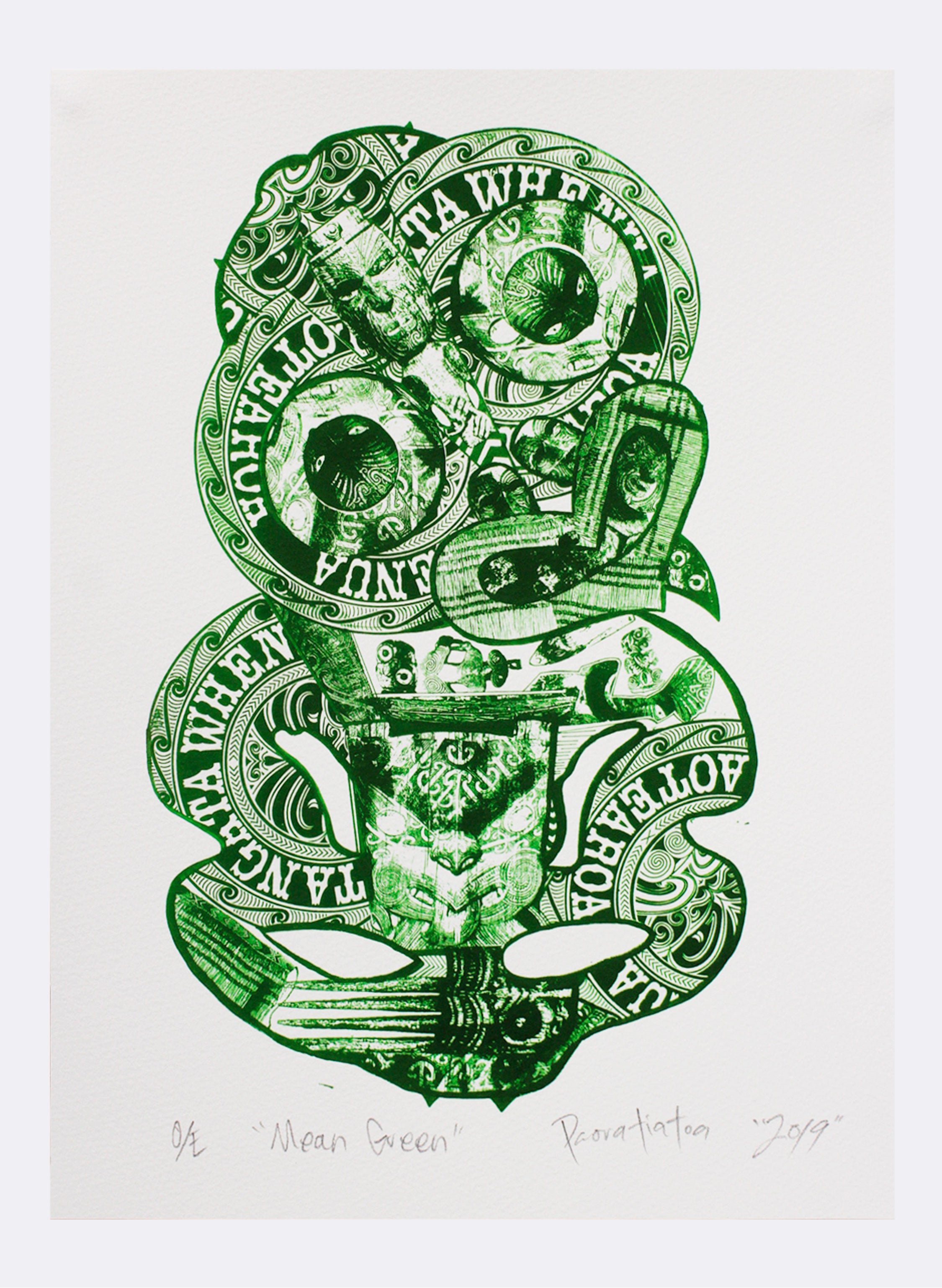 Mean Green Tiki - Digital Print