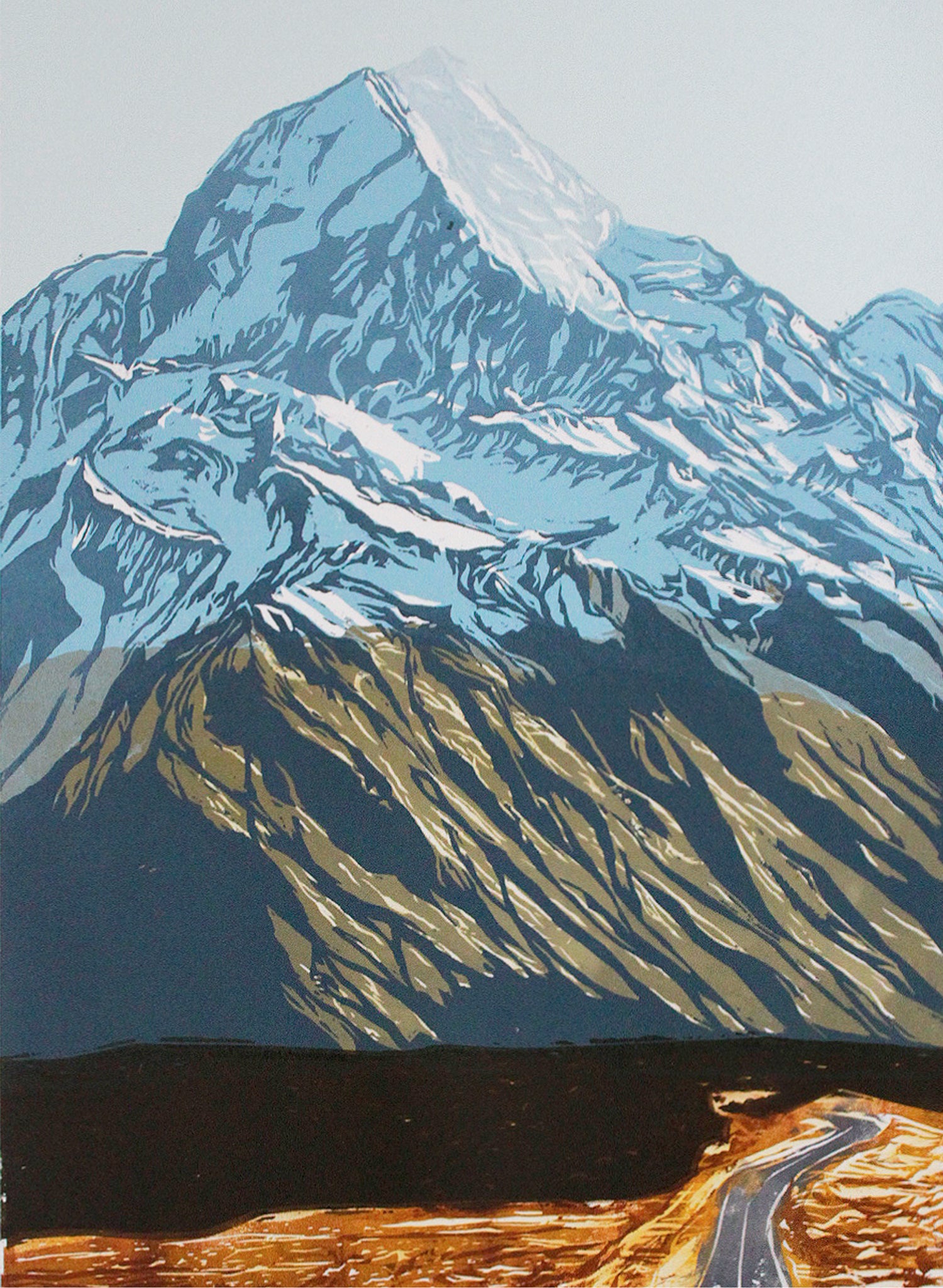 Mount Aoraki - Woodblock Print