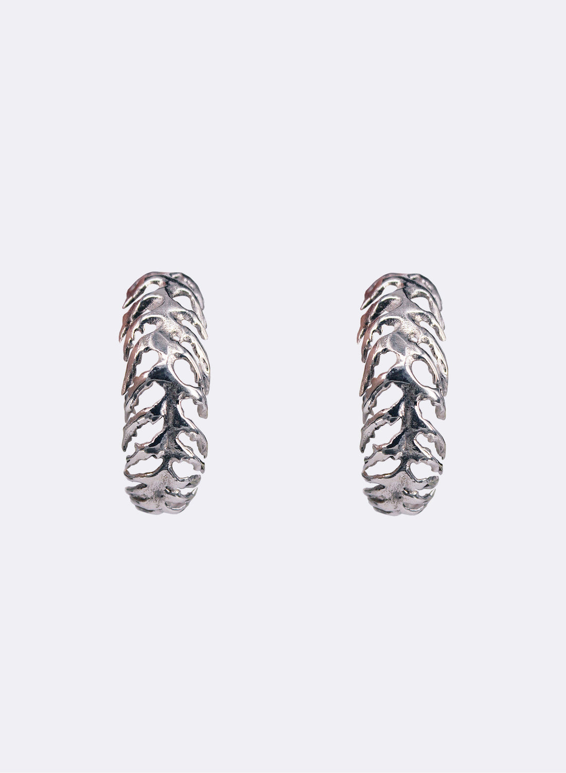 Silver Fern Hoop Earrings